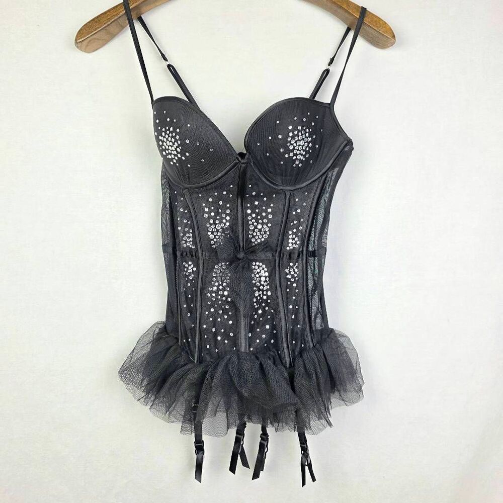 Victoria Secret Rhinestone Corset 34C Black